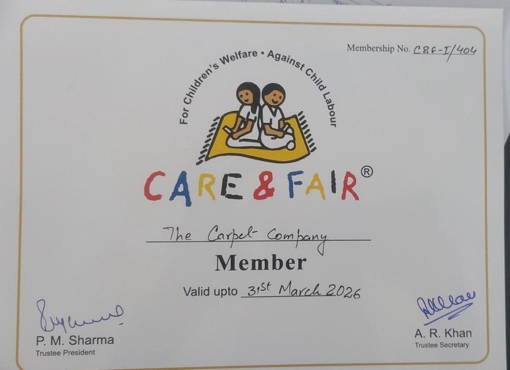 Official CARE & FAIR Membership Certificate - The Carpet Company Bhadohi